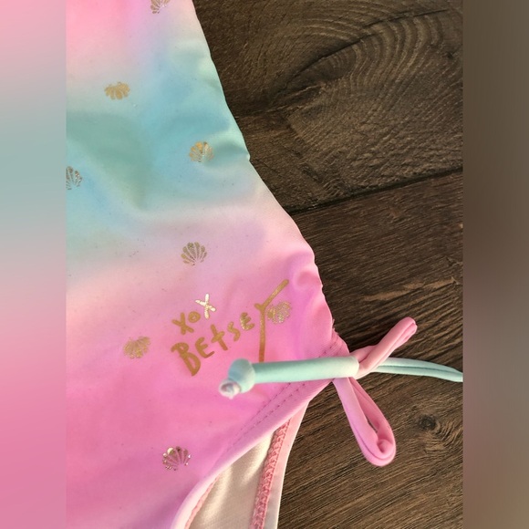 Betsey Johnson Girls 6 Sequins Clam Tie Dye Side Ties One-Piece Swimsuit - GUC! - Picture 6 of 11